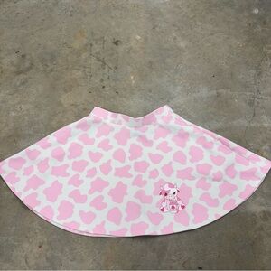 Strawberry Milk Pink Cow Print Kawaii Japan Skater Y2K style Mini Skirt Womens S
